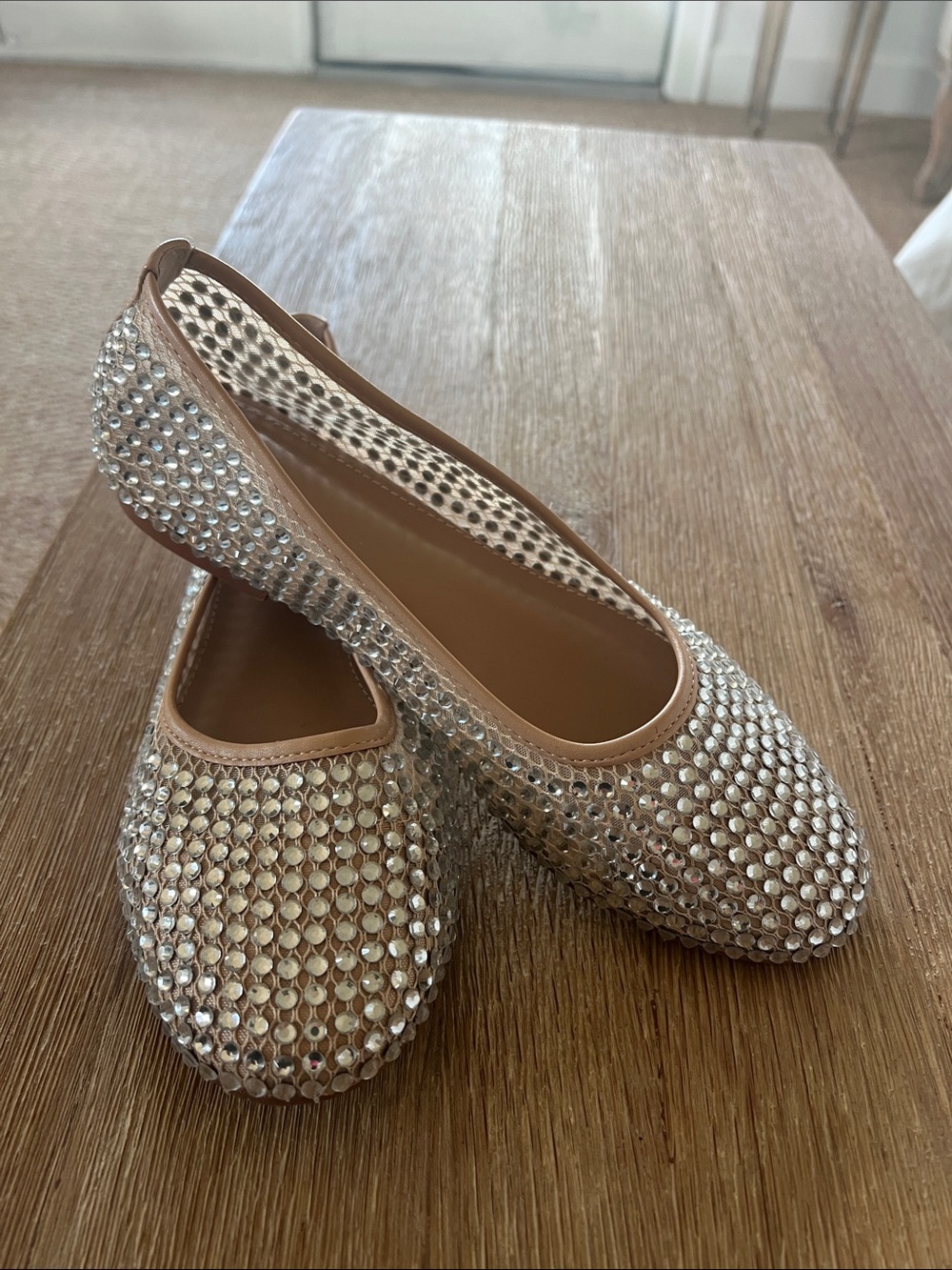 Mesh Rhinestone Flat Flats in Silver